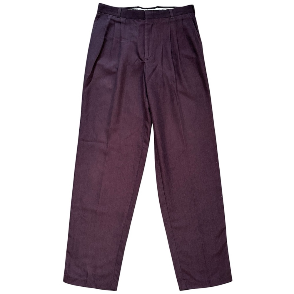 Impact Men's Burgundy Dress Pants Formal Trousers Flat Front Size Medium